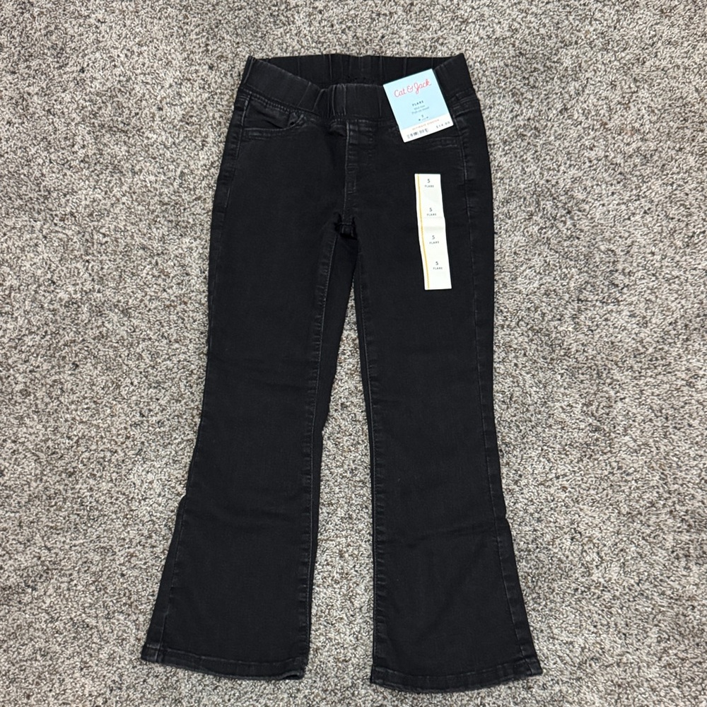 Cat & Jack Black Girls' Flare Stretch Jeans